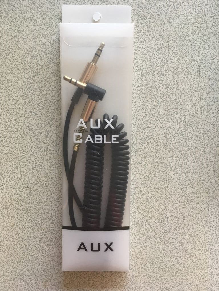 Cable de audio estéreo auxiliar para coche con punta dorada, resorte y colores, de 3,5 mm