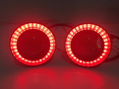 Faro antiniebla Ángel con lentes universales, metálico, impermeable, 76 mm, con aros de ojos de ángel rojos