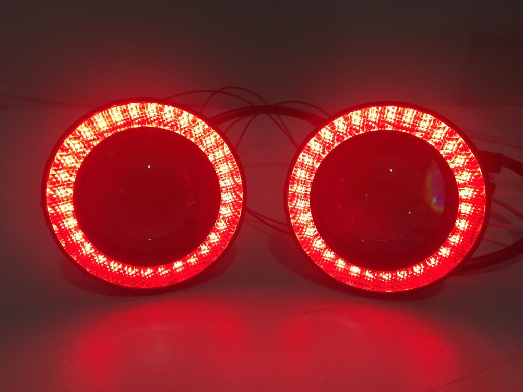 Faros antiniebla universales Angel Eye con lente de metal, impermeables, 89 mm, con anillo rojo Angel Eyes