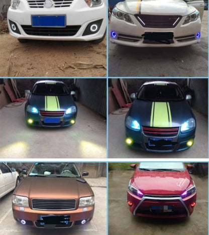 Faros antiniebla universales con ojos de ángel, anillados y con lente, de metal, impermeables, 76-89 mm, Angel Eyes