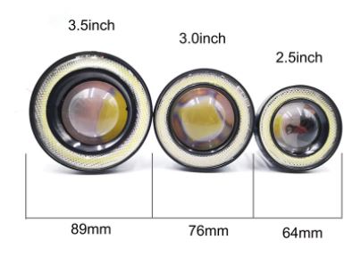 Faros antiniebla universales con ojos de ángel, anillados y con lente, de metal, impermeables, 76-89 mm, Angel Eyes