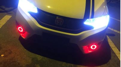 Faros antiniebla universales Angel Eye con lente de metal, impermeables, 89 mm, con anillo rojo Angel Eyes