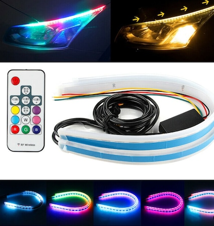 LED diurno con animación de inicio, control remoto, 8 colores de sombra y señal deslizante superior