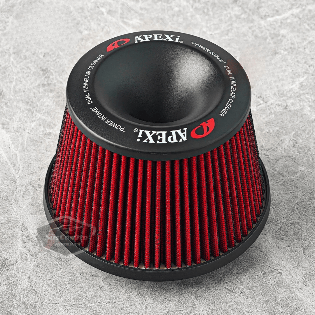 Apexi Universal Performans ve Ses Arttırıcı Aparatlı Açık Hava Filtresi Seti +6 Hp Dual Funnel Kırmızı 76 mm