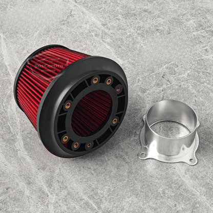 Apexi Universal Performans ve Ses Arttırıcı Aparatlı Açık Hava Filtresi Seti +6 Hp Dual Funnel Kırmızı 76 mm
