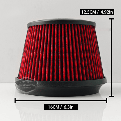 Apexi Universal Performans ve Ses Arttırıcı Aparatlı Açık Hava Filtresi Seti +6 Hp Dual Funnel Kırmızı 76 mm