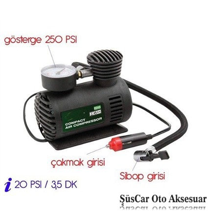 Compresor de inflado de neumáticos de coche, automóvil, furgoneta, 250 PSI, bomba de aire