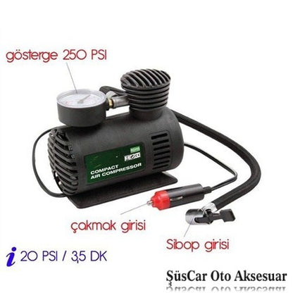 Compresor de inflado de neumáticos de coche, automóvil, furgoneta, 250 PSI, bomba de aire