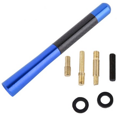 Antena de coche, estilo deportivo, de carbono, de metal, para radio, color azul