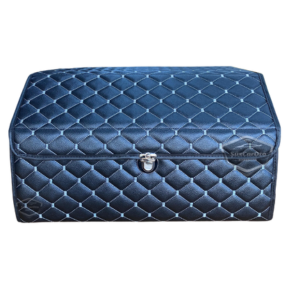 Organizador de maletero de cuero, bolsa organizadora de cuero para coche, accesorios de almacenamiento para el interior del coche, accesorios para automóvil, material blanco cosido, acolchado