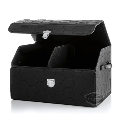 Organizador de maletero de coche, bolsa de cuero, organizador de coche, accesorios de interior para coche, material para accesorios de coche, acolchado con costuras negras