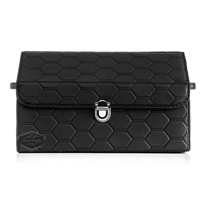 Organizador de maletero de coche, bolsa de cuero, organizador de coche, accesorios de interior para coche, material para accesorios de coche, acolchado con costuras negras