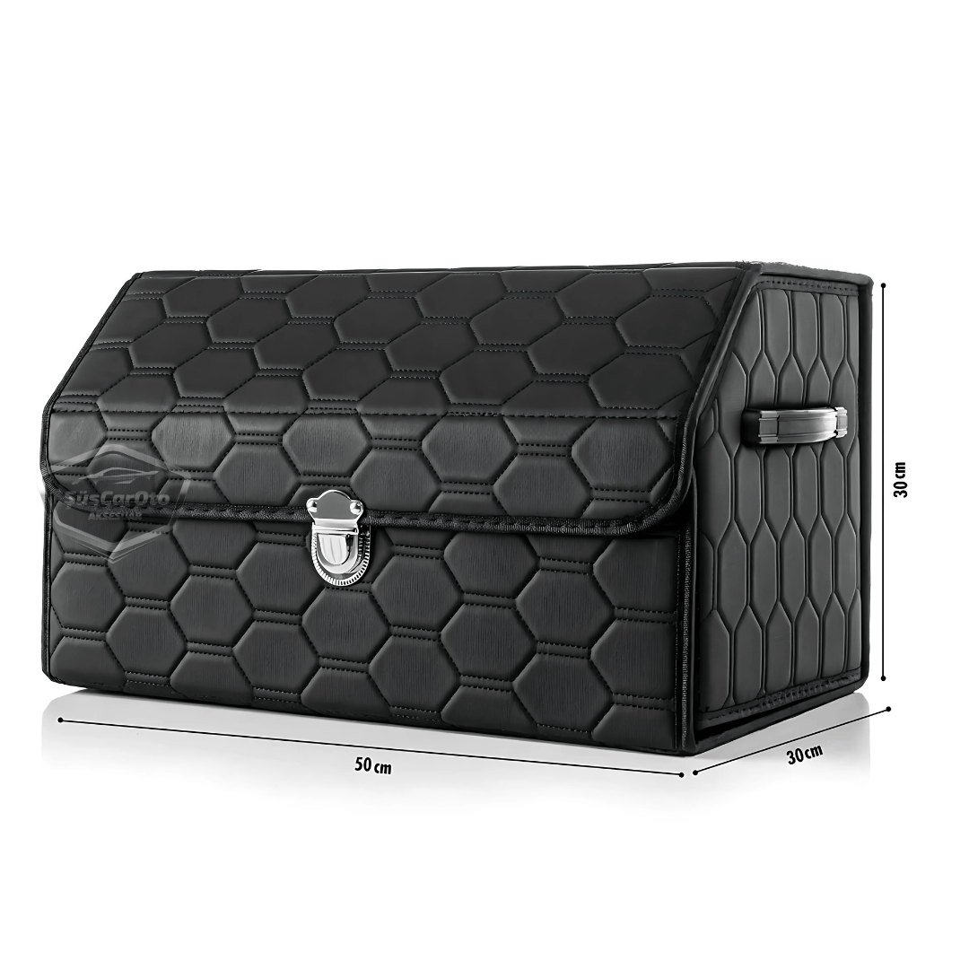 Organizador de maletero de coche, bolsa de cuero, organizador de coche, accesorios de interior para coche, material para accesorios de coche, acolchado con costuras negras