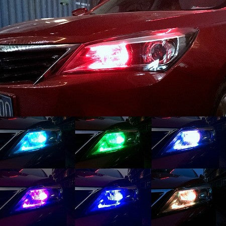 Luz estroboscópica RGB de 16 LED para coche, bombilla con mando a distancia, luz de estacionamiento estroboscópica