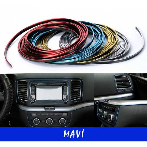 Tira de luz azul decorativa para salpicadero de coche de 5 m con pestaña de ajuste y accesorios.