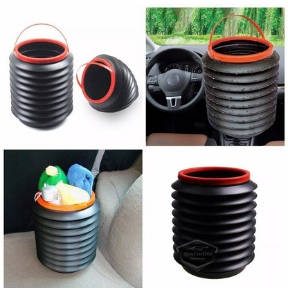 Bote de Basura Plegable Tipo Acordeón para Coche con Tapa, Cenicero Portátil, Papelera para Coche, Organizador Automotriz, Mini Caja de Almacenamiento Funcional, Negro