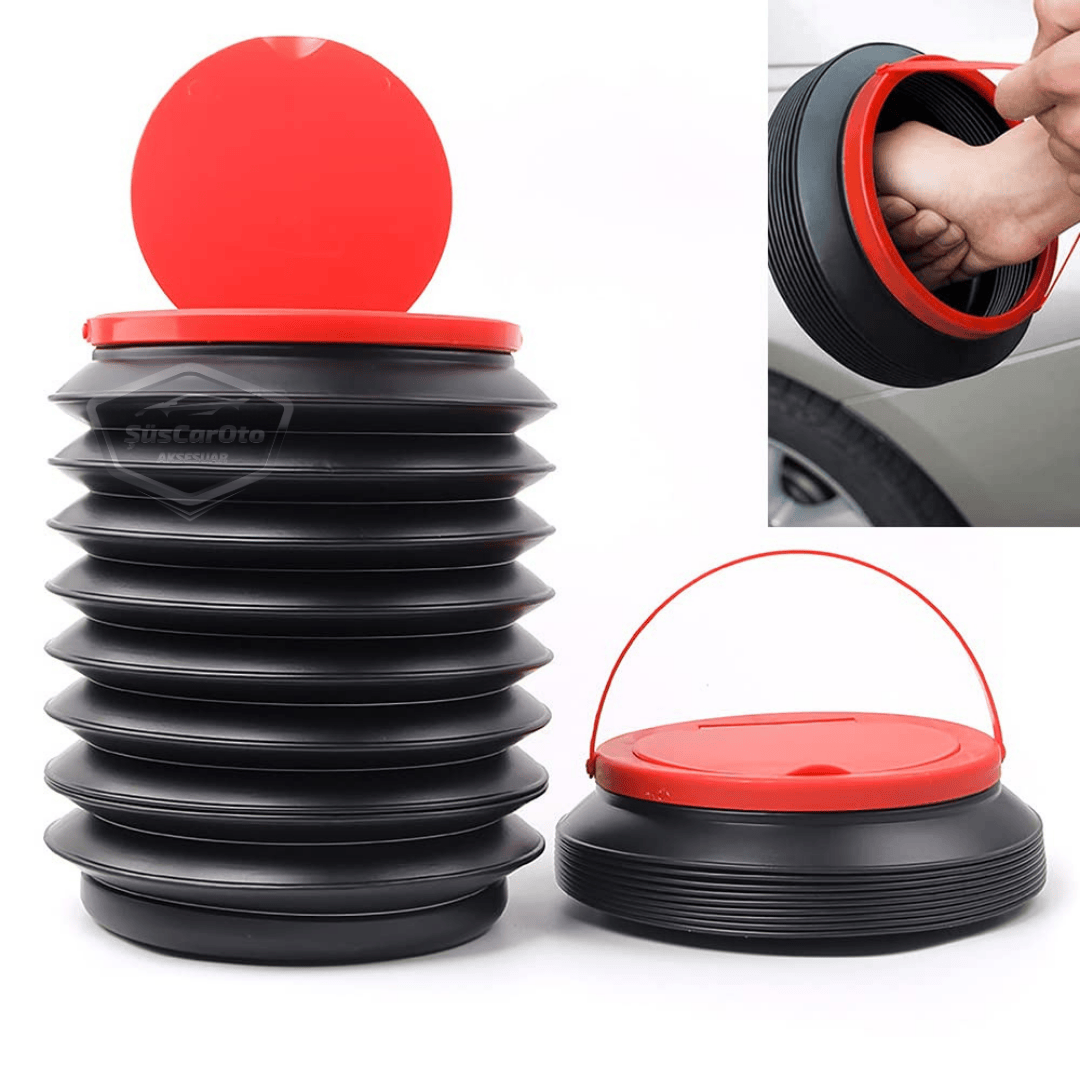 Bote de Basura Plegable Tipo Acordeón para Coche con Tapa, Cenicero Portátil, Papelera para Coche, Organizador Automotriz, Mini Caja de Almacenamiento Funcional, Negro