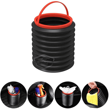 Bote de Basura Plegable Tipo Acordeón para Coche con Tapa, Cenicero Portátil, Papelera para Coche, Organizador Automotriz, Mini Caja de Almacenamiento Funcional, Negro