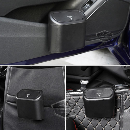 Bote de basura para coche con tapa, cenicero portátil, cubo de basura para coche, organizador de coche, caja de almacenamiento funcional mini, organizador negro