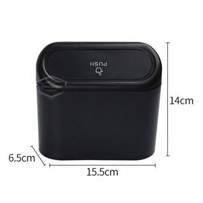 Bote de basura para coche con tapa, cenicero portátil, cubo de basura para coche, organizador de coche, caja de almacenamiento funcional mini, organizador negro