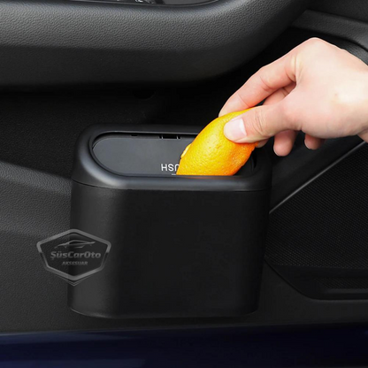 Bote de basura para coche con tapa, cenicero portátil, cubo de basura para coche, organizador de coche, caja de almacenamiento funcional mini, organizador negro