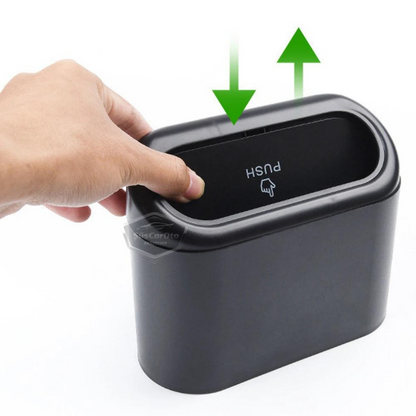 Bote de basura para coche con tapa, cenicero portátil, cubo de basura para coche, organizador de coche, caja de almacenamiento funcional mini, organizador negro