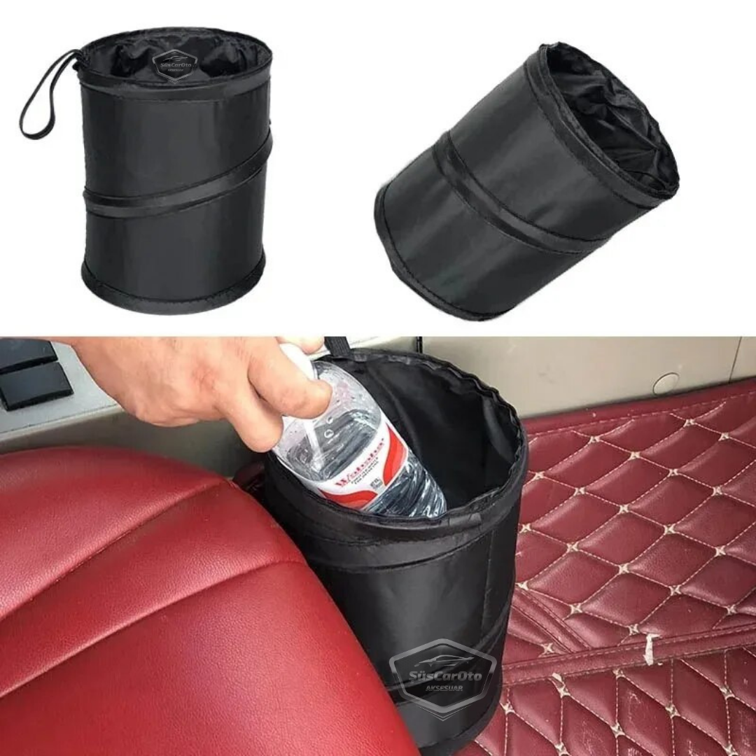 Cubo de basura plegable para coche, cenicero portátil, papelera, organizador de coche, mini caja de almacenamiento funcional, organizador negro