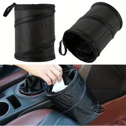 Cubo de basura plegable para coche, cenicero portátil, papelera, organizador de coche, mini caja de almacenamiento funcional, organizador negro