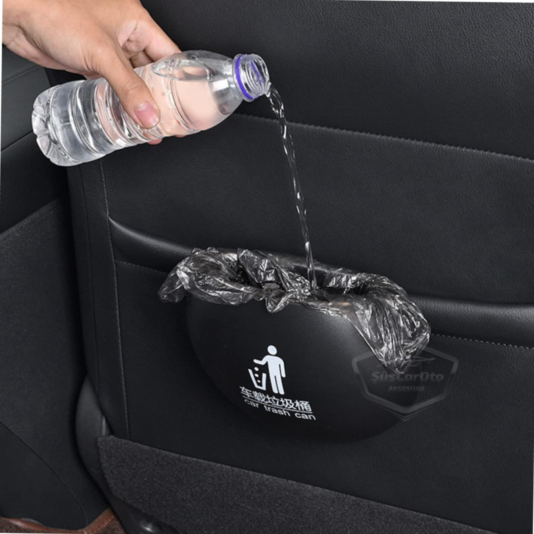 Cenicero portátil para coche, cubo de basura para coche, organizador de coche, mini caja de almacenamiento funcional, redondo, negro ONK125