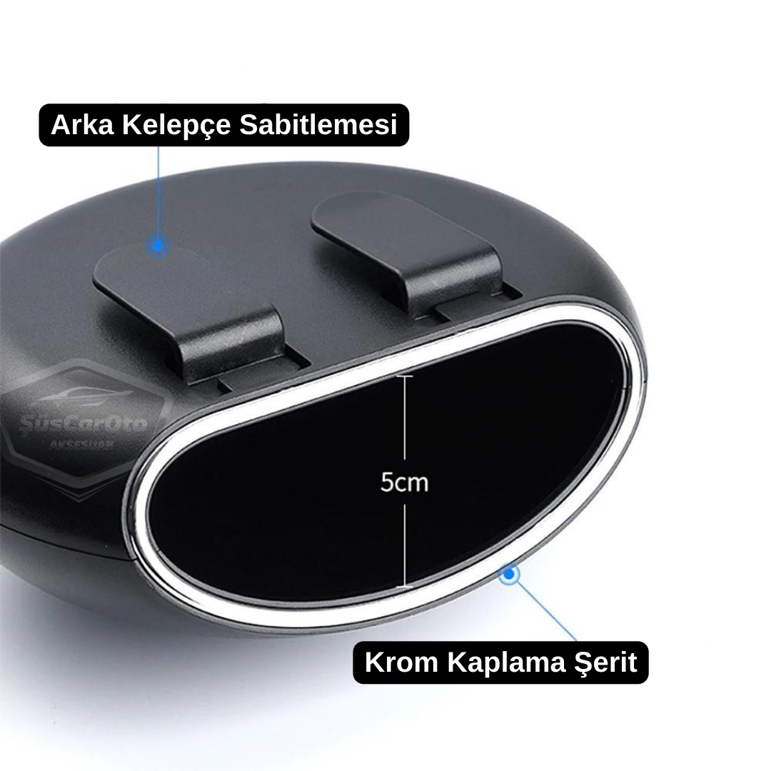Cenicero portátil para coche, cubo de basura para coche, organizador de coche, mini caja de almacenamiento funcional, redondo, negro ONK125