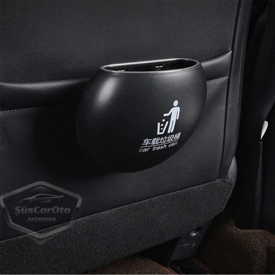 Cenicero portátil para coche, cubo de basura para coche, organizador de coche, mini caja de almacenamiento funcional, redondo, negro ONK125