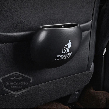 Cenicero portátil para coche, cubo de basura para coche, organizador de coche, mini caja de almacenamiento funcional, redondo, negro ONK125
