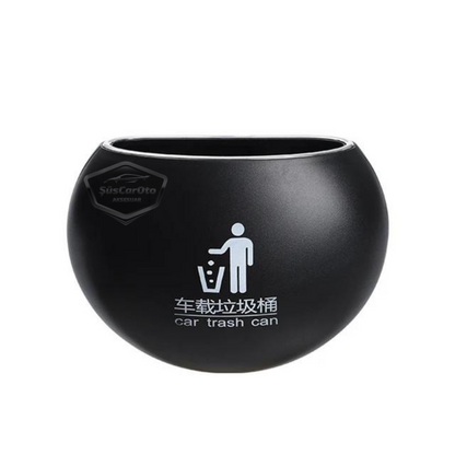 Cenicero portátil para coche, cubo de basura para coche, organizador de coche, mini caja de almacenamiento funcional, redondo, negro ONK125