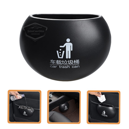Cenicero portátil para coche, cubo de basura para coche, organizador de coche, mini caja de almacenamiento funcional, redondo, negro ONK125