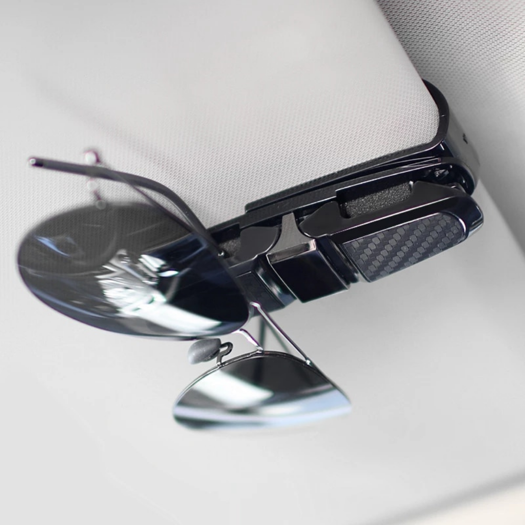 Soporte de gafas para coche, visera, clip de sujeción, carbono ONP38