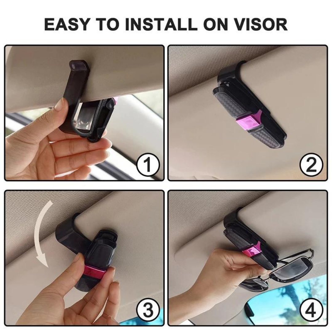 Soporte de gafas para coche, visera, clip de sujeción, carbono ONP38