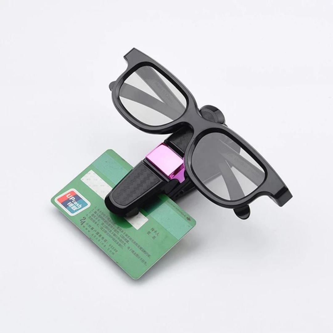 Soporte de gafas para coche, visera, clip de sujeción, carbono ONP38