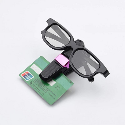 Soporte de gafas para coche, visera, clip de sujeción, carbono ONP38