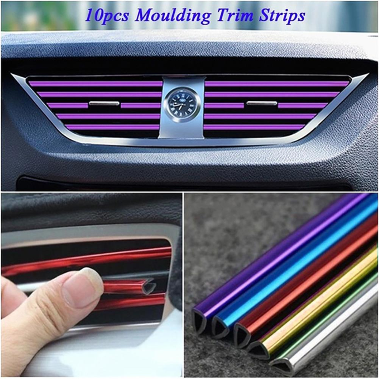 Kit de embellecedores decorativos para rejilla de ventilación de aire acondicionado, color morado