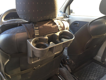 Portavasos y reposacabezas para coche, negro