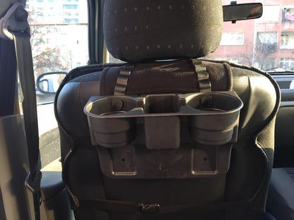 Portavasos y reposacabezas para coche, negro