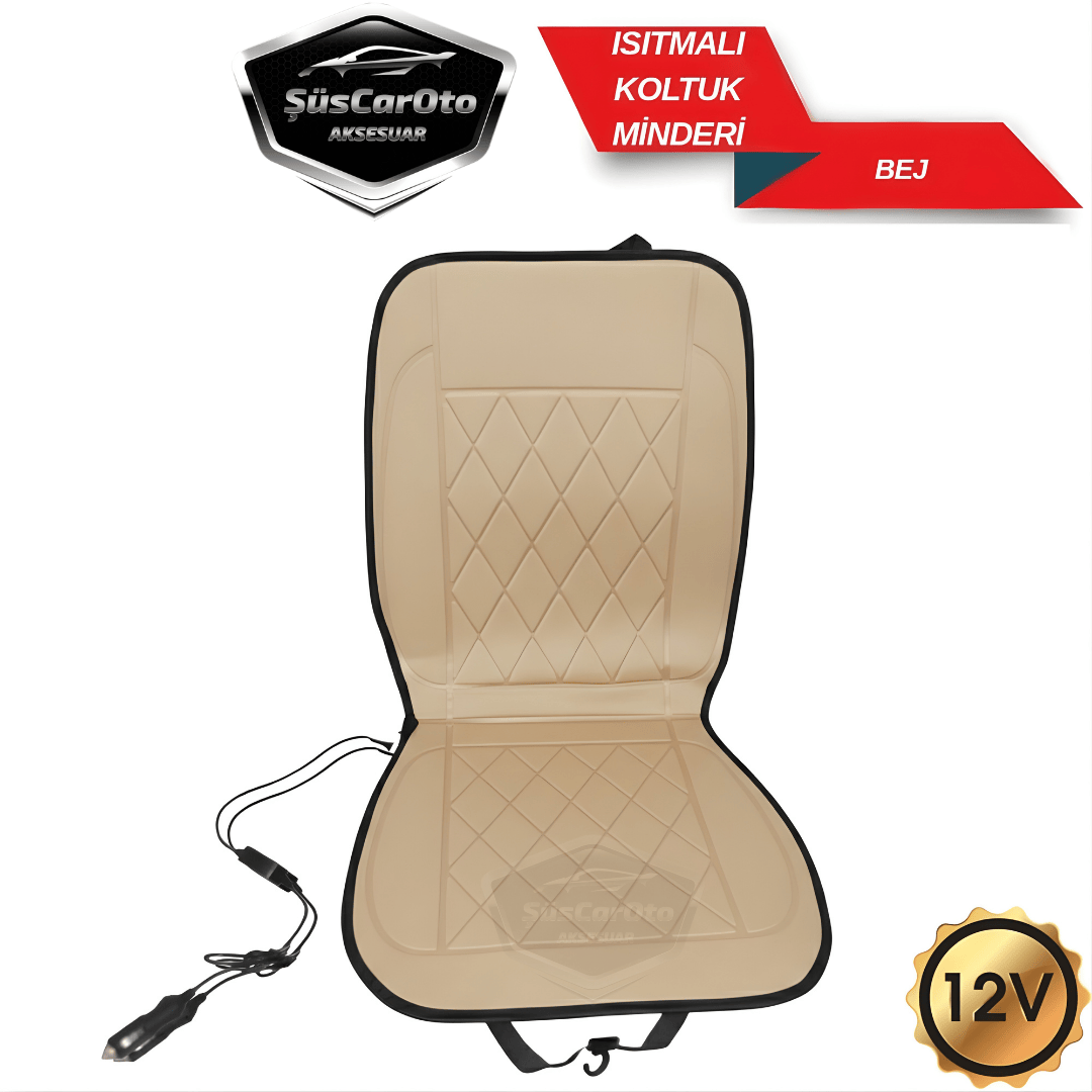 Calentador de asientos de coche Cojín de asiento calefactable para coche Ajuste de calor Entrada de encendedor de cigarrillos Plug and Play Beige 12V 1 unidad