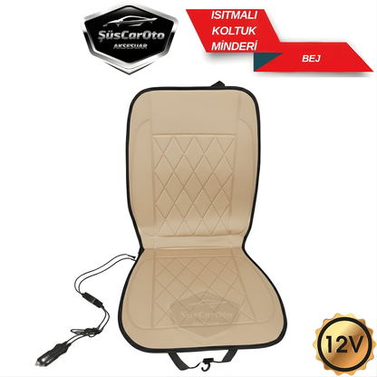 Calentador de asientos de coche Cojín de asiento calefactable para coche Ajuste de calor Entrada de encendedor de cigarrillos Plug and Play Beige 12V 1 unidad