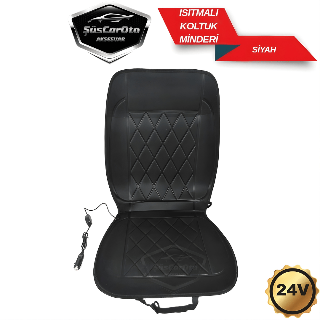 Calefactor de asiento de coche, tractor, camión, furgoneta, cojín de asiento calefactable, entrada de mechero, control de temperatura, Plug and Play, negro, 24V, 1 pieza