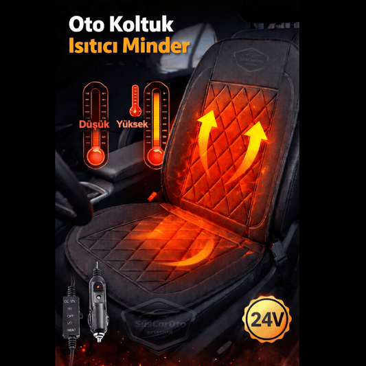 Calefactor de asiento de coche, tractor, camión, furgoneta, cojín de asiento calefactable, entrada de mechero, control de temperatura, Plug and Play, negro, 24V, 1 pieza