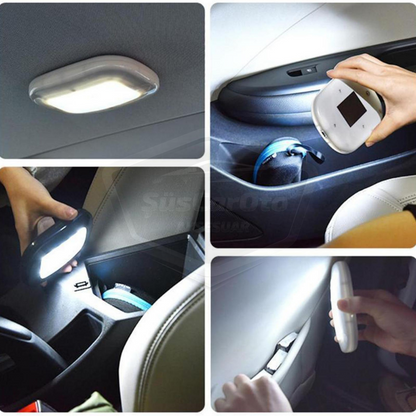 Luz de techo interior para coche, gris, magnética, para maletero, con imán, recargable por USB, luz interior para coche, LED blanco
