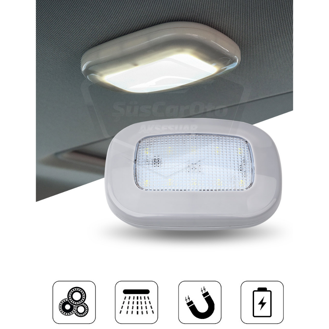 Luz de techo interior para coche, gris, magnética, para maletero, con imán, recargable por USB, luz interior para coche, LED blanco