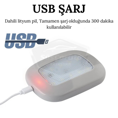 Luz de techo interior para coche, gris, magnética, para maletero, con imán, recargable por USB, luz interior para coche, LED blanco