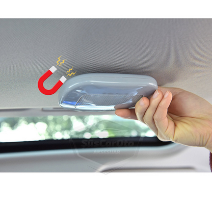 Luz de techo interior para coche, gris, magnética, para maletero, con imán, recargable por USB, luz interior para coche, LED blanco