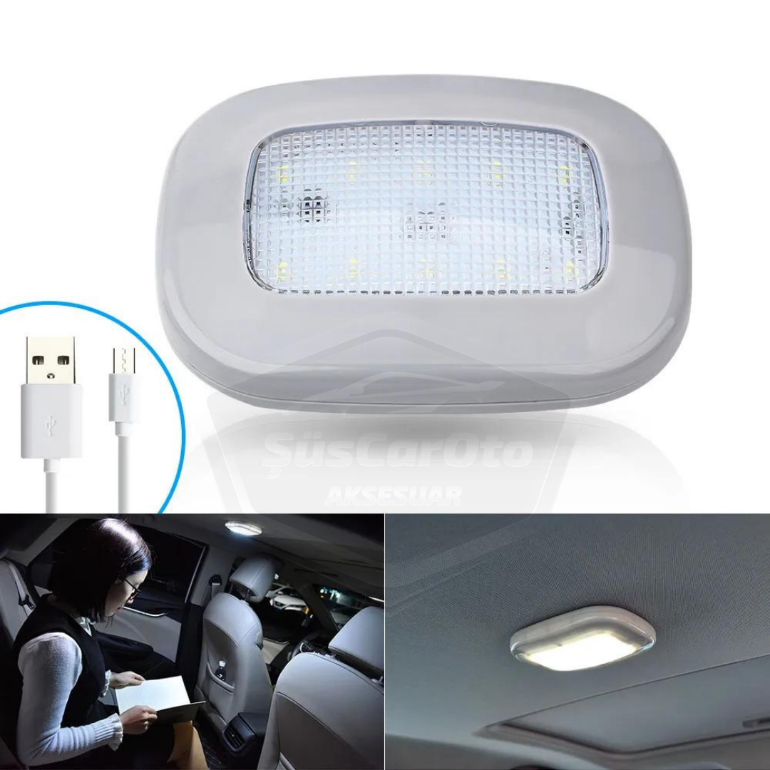 Luz de techo interior para coche, gris, magnética, para maletero, con imán, recargable por USB, luz interior para coche, LED blanco